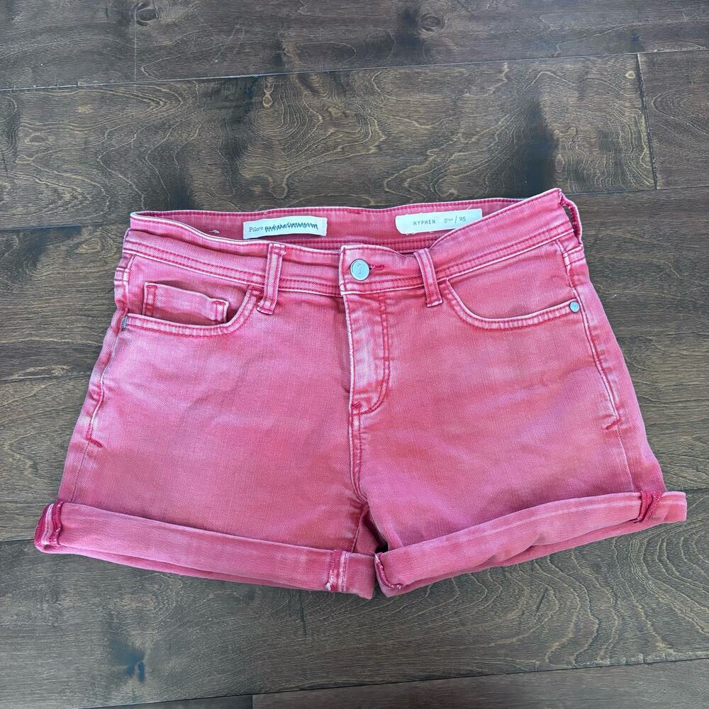 Anthropologie Pilcro Hyphen Size 25 Shorts 5" Orange Pink Red Mid Rise
